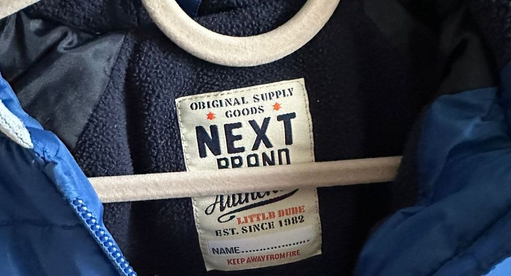 Kurtka Next 6-9 m, granatowa, ocieplana, kaptur