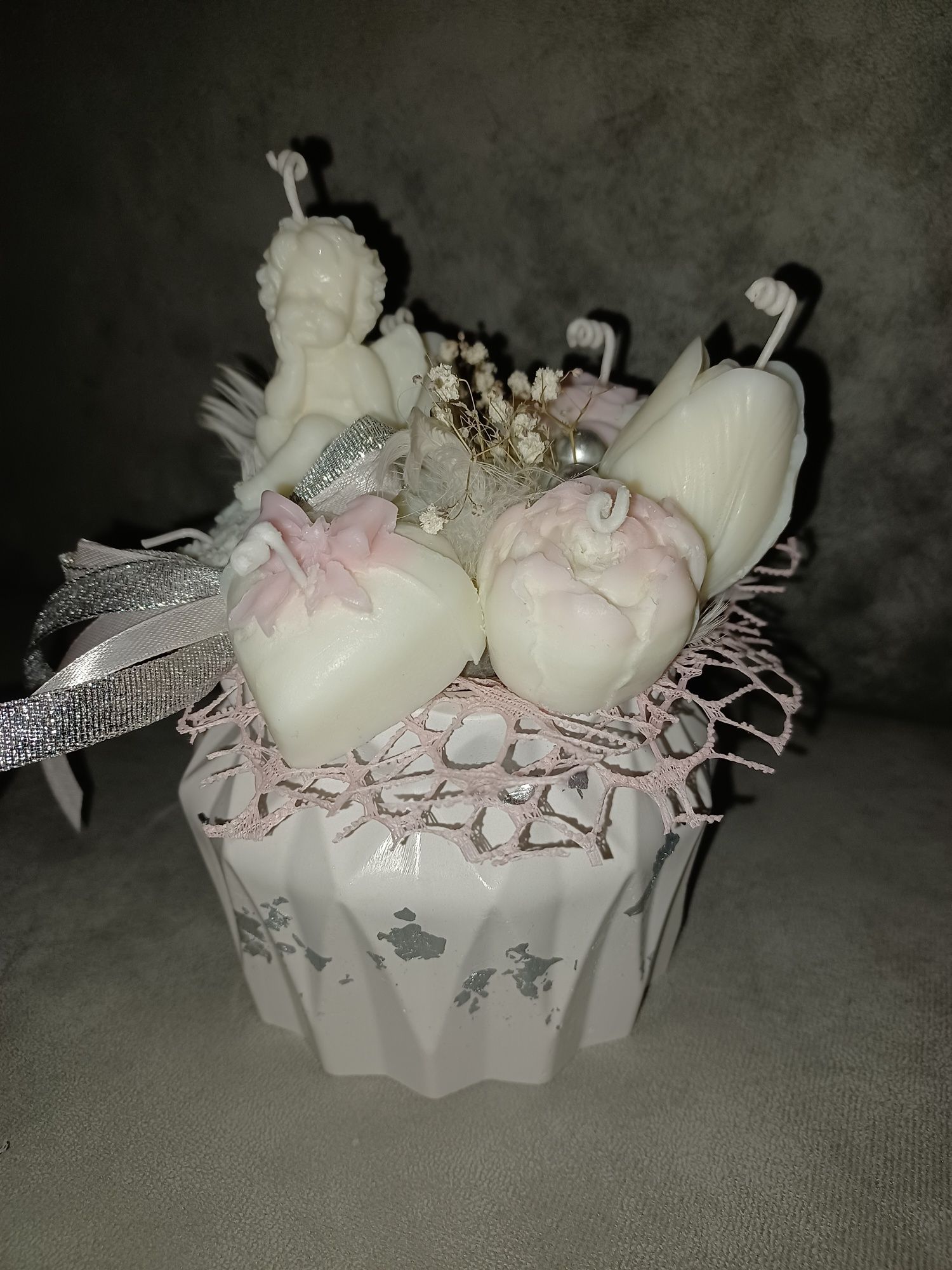 Bukiet ze świec sojowych/candle box chrzciny komunia