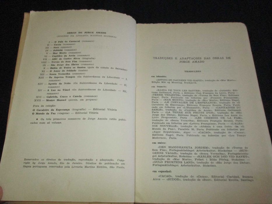 Livro O Amor do Soldado Jorge Amado 1960