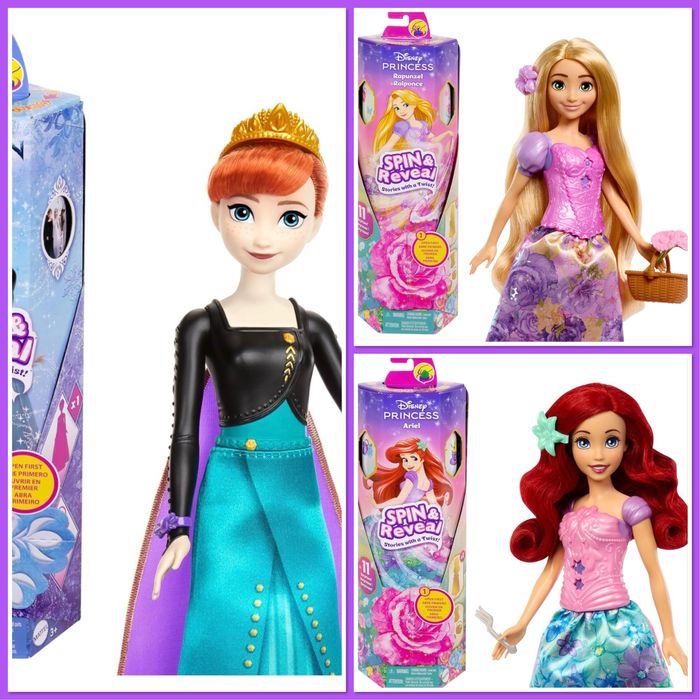 Disney princess spin reveal Anna Rapunzel Ariel русалонька лялька