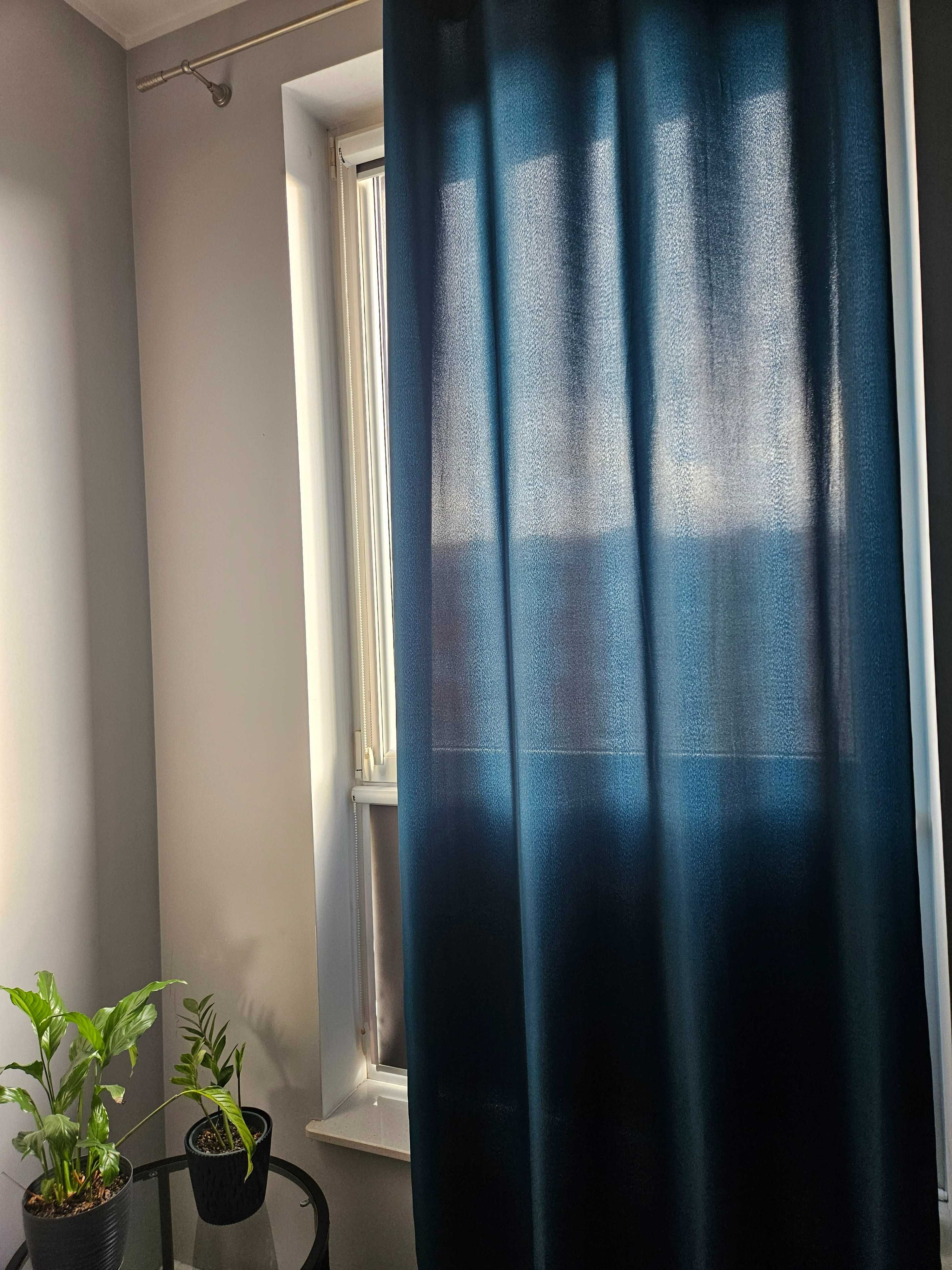 Zasłona 2 sztuki na okno szmaragd morskie 140 x 250 cm przelotki