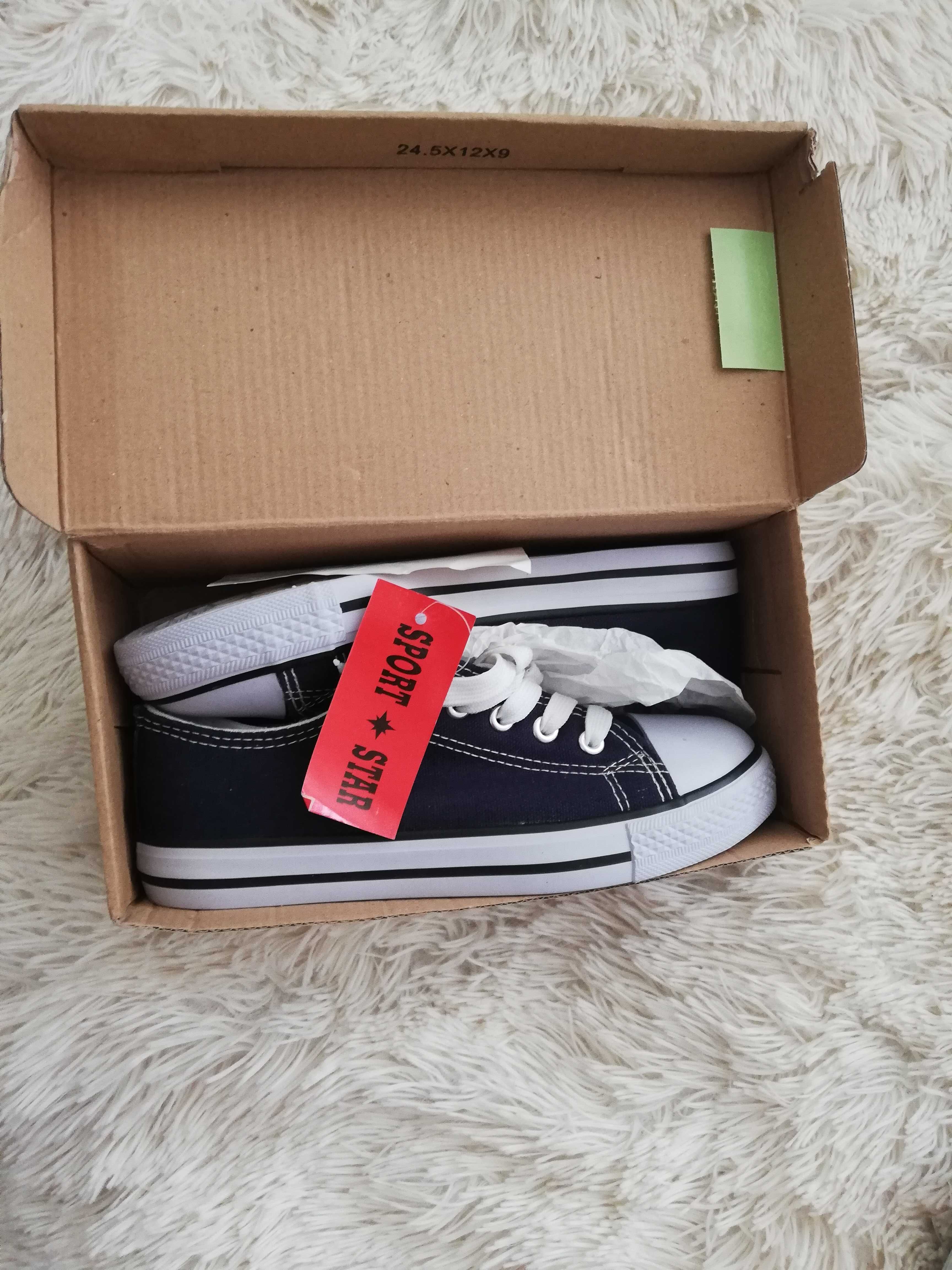 nowe trampki 35 granatowe all star sznurowane z zamkiem