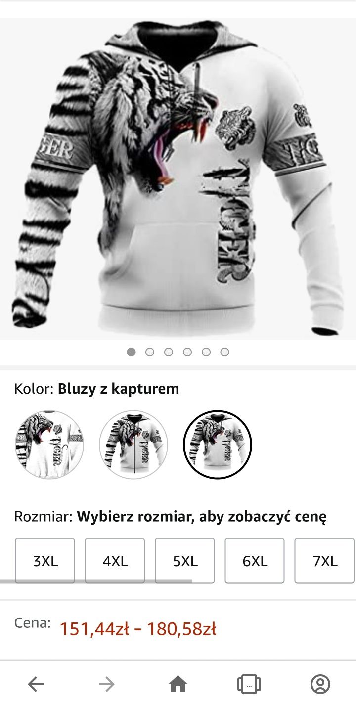 Bluza z kapturem Tygrys 3D Rozmiar L