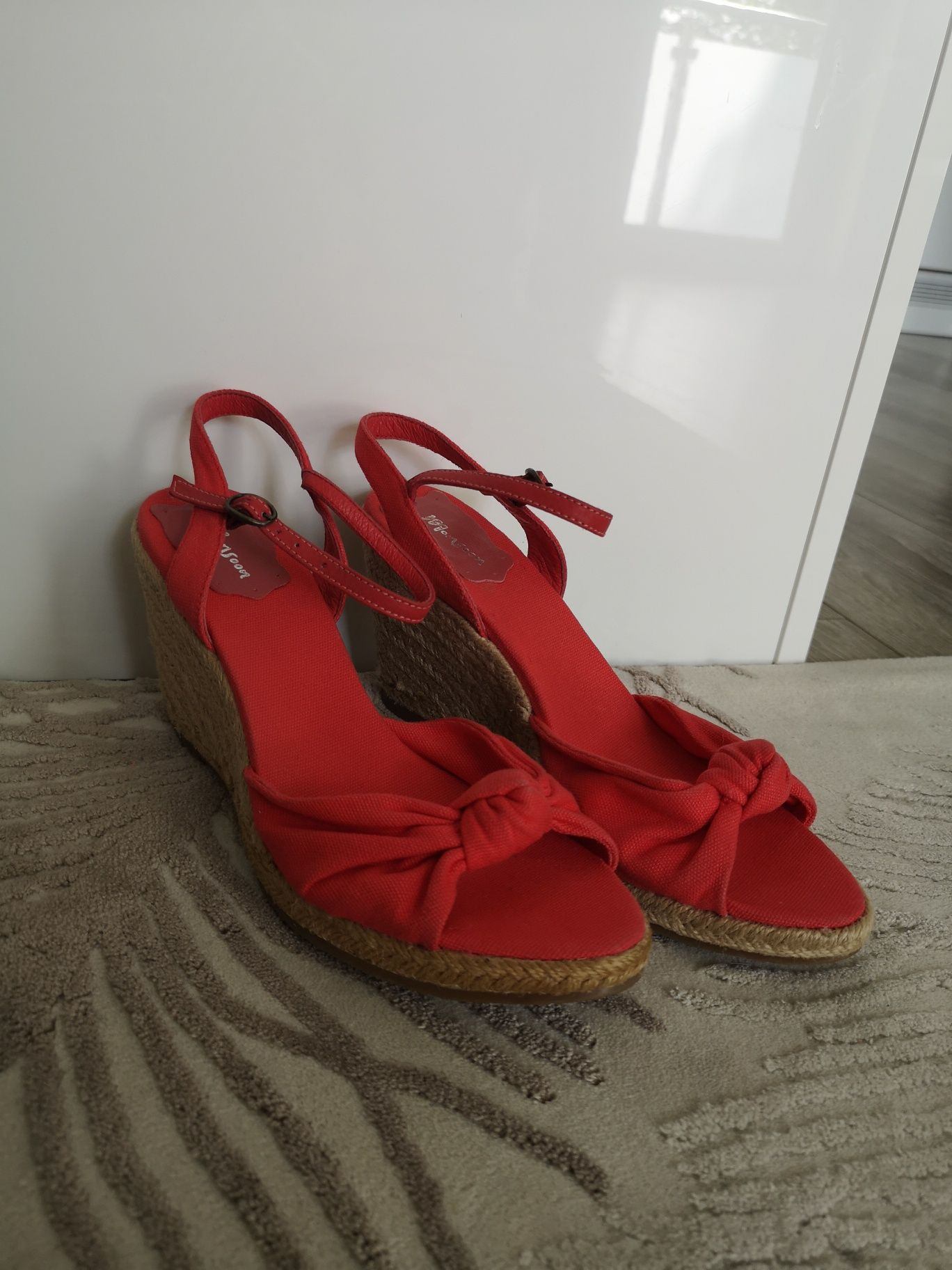 Buty sandałki 39 espadryle sandały nowe czerwone Monsoon lato koturna