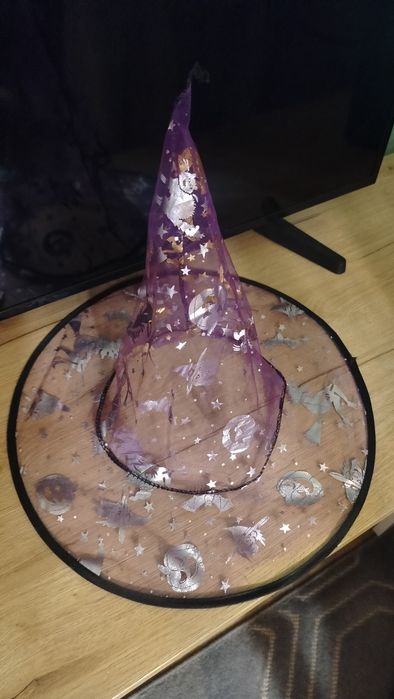 Kapelusz czapka Halloween złoto srebro rondo dwustronny