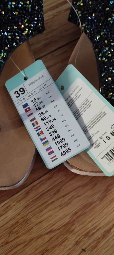 Japonki klapki r.39 brokat cekiny