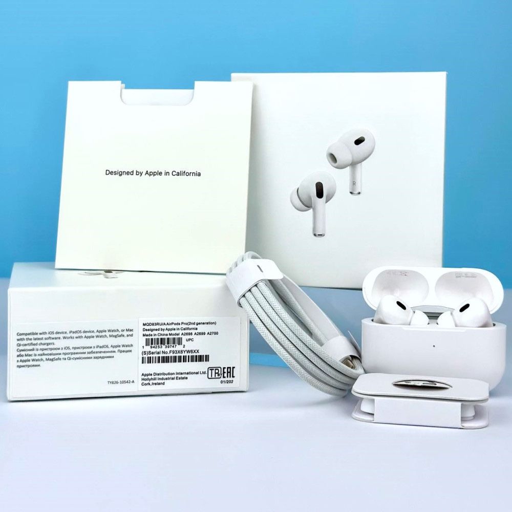 Бездротові навушники Аpple AirPods Pro 2 1:1 з шумозаглушенням 80% USB