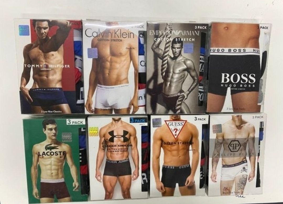 Nowe Bokserki Męskie 3pak Tommy CK Armani Hugo Lacoste Boss Gucci