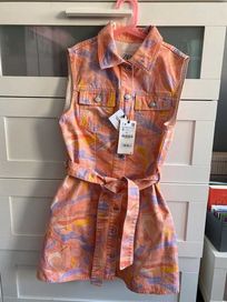 NOWA pastelowa sukienka jeansowa Zara S z wiązaniem
