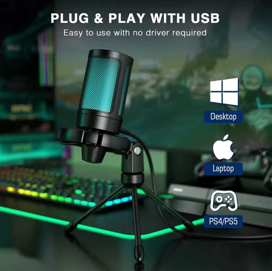 Fifine A2 Ampligame - USB конденсаторний мікрофон (білий/чорний)