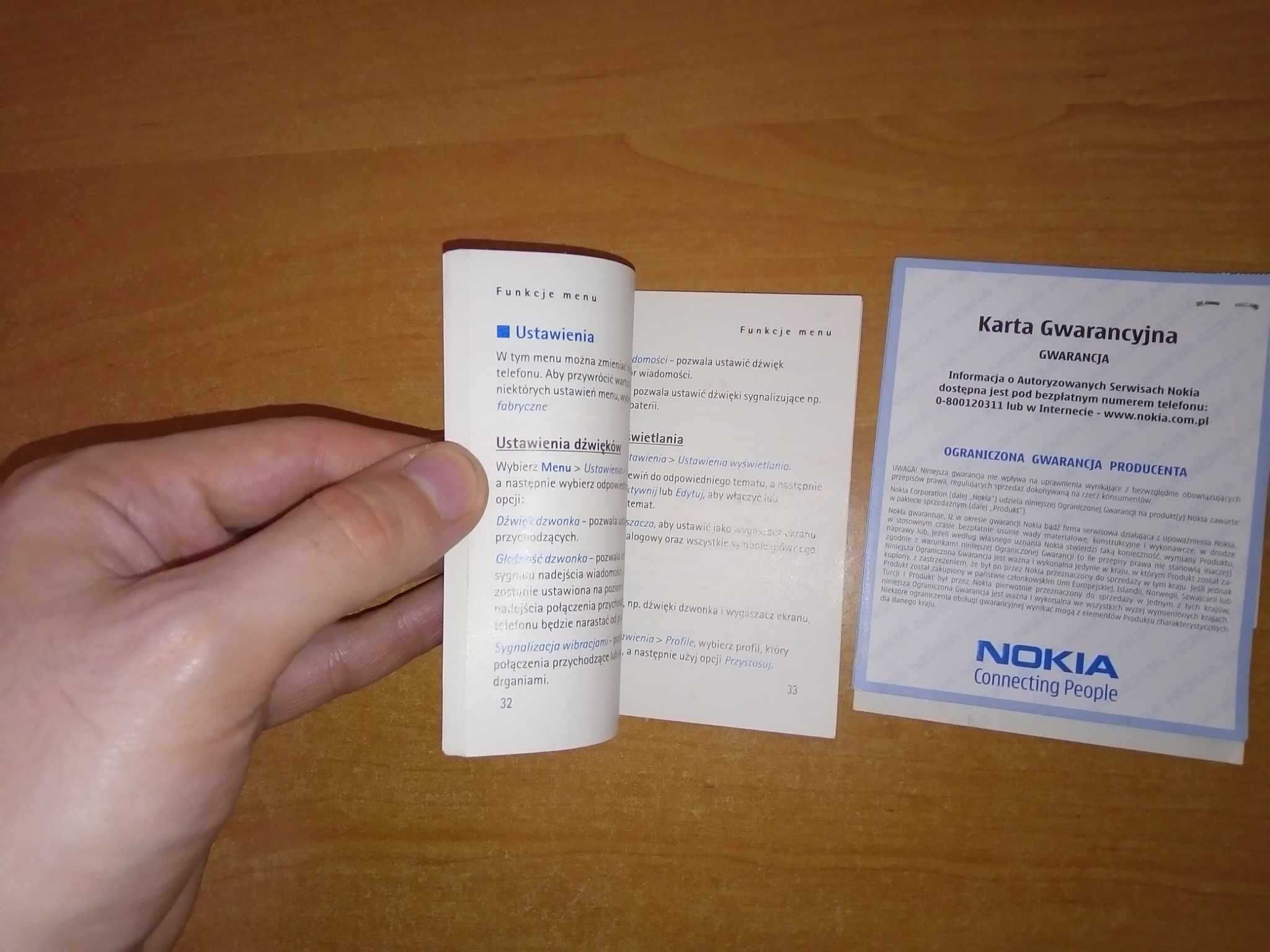 Instrukcja obsługi i karta gwarancyjna oryginalna Nokia 1600 papierowa