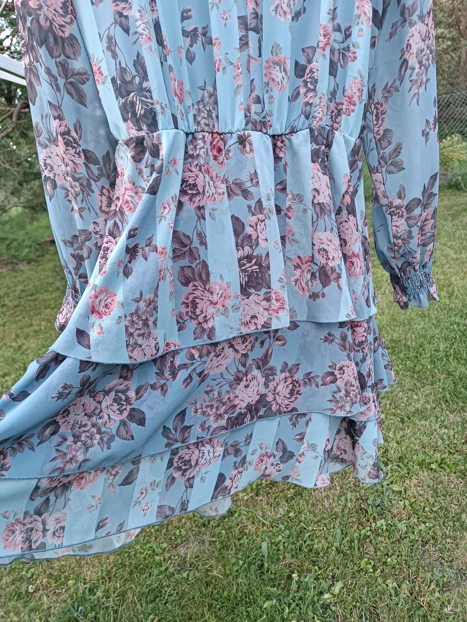 Sukienka Mohito 40 L Falbany falbanki romantyczna Boho Hippie lekka