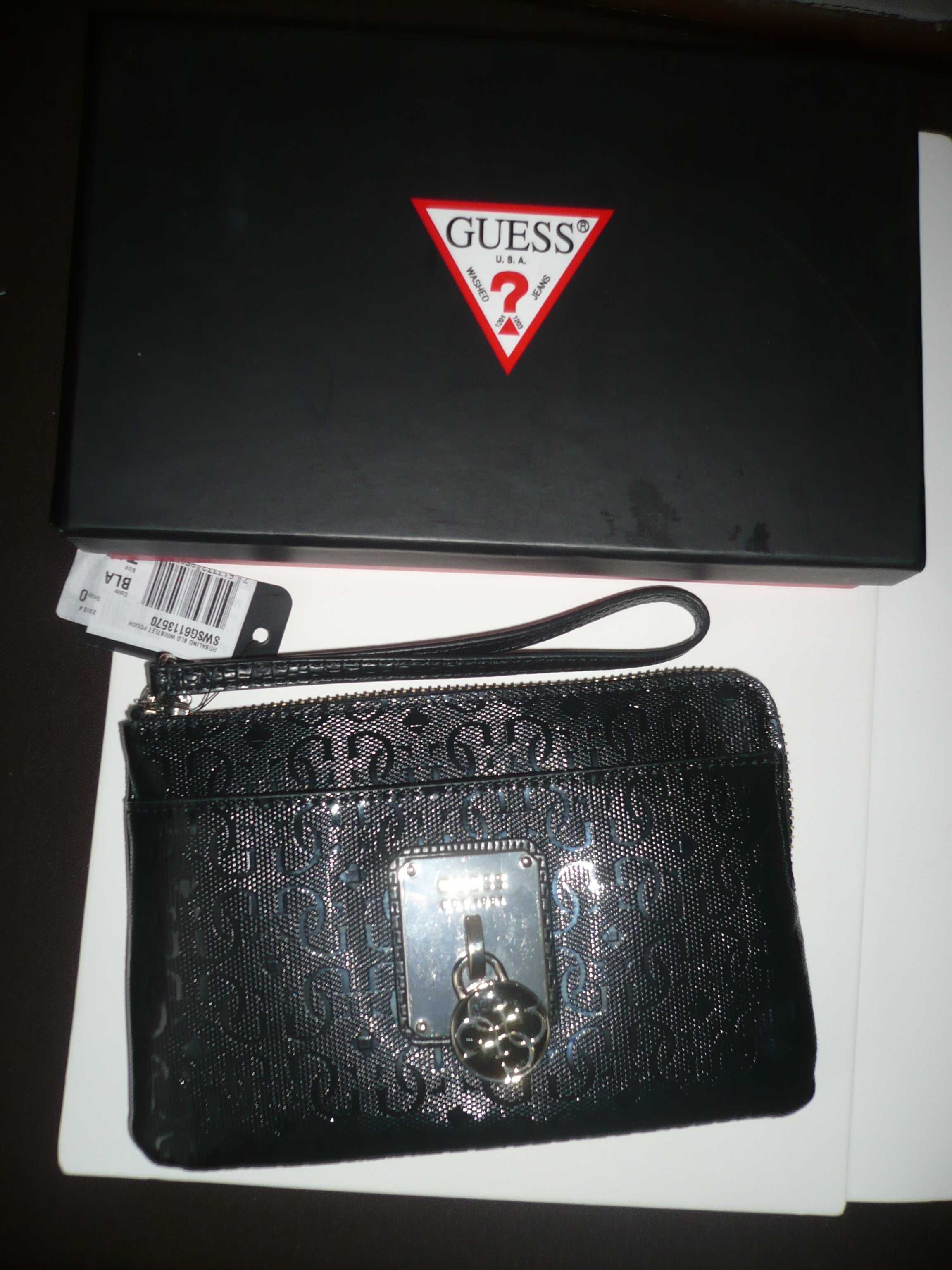 Nowa oryginalna torebka Guess –czarna - kopertówka