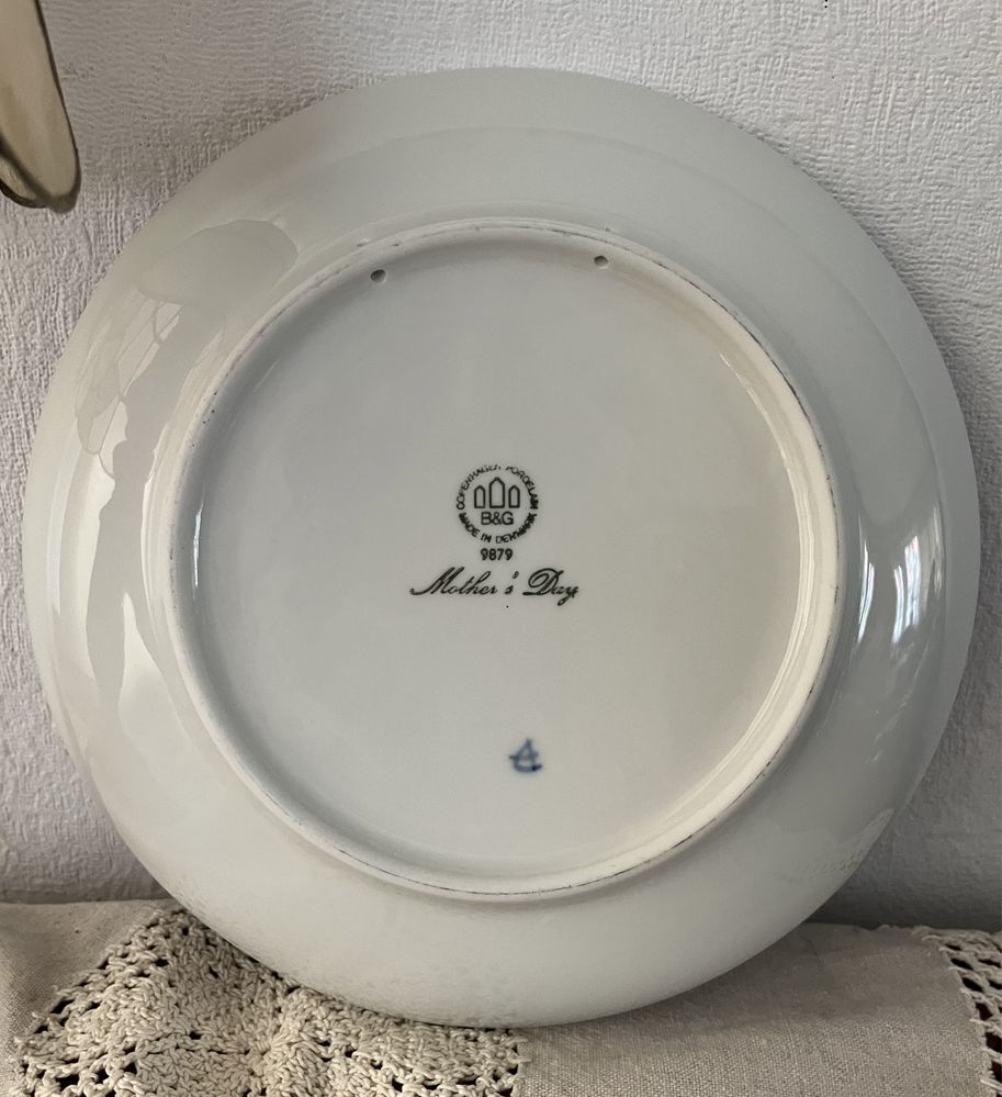 Duży Bing & Grondhal Dzień Matki Spaniel Pies Kobalt Talerz Porcelana