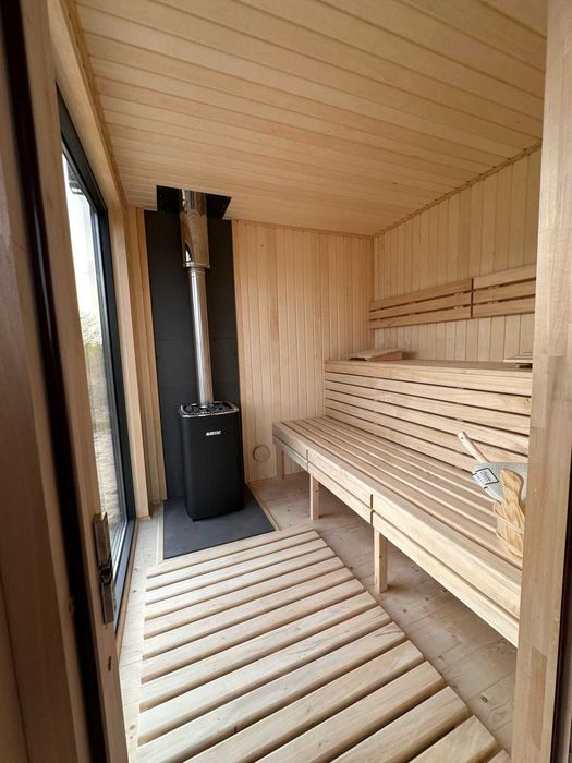 SAUNA ogrodowa PREMIUM 3 x 7m Nowoczesna WIFI LED Harvia Panorama