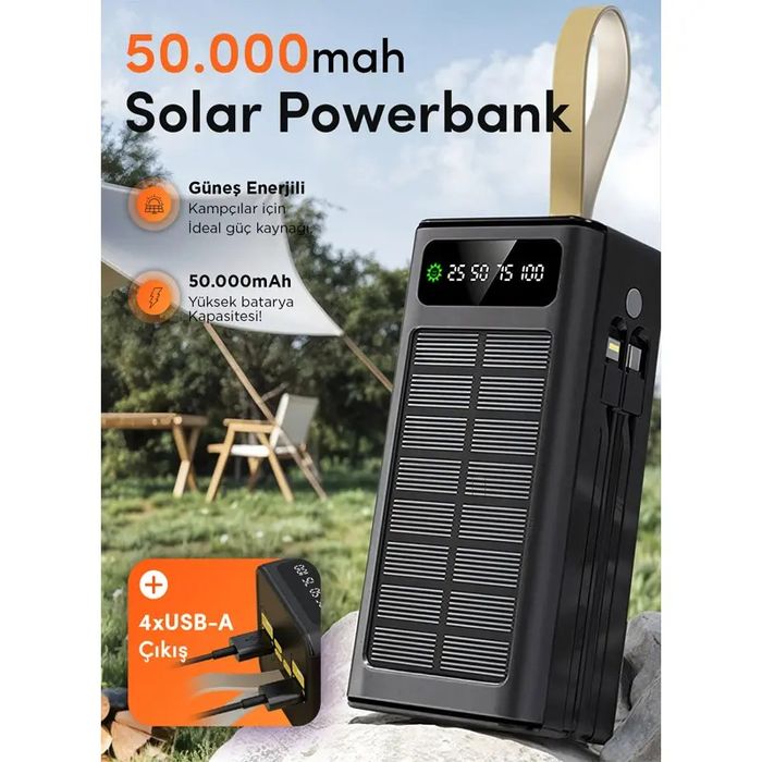 Power Bank, павербанк Linkage LKP-47+Solar 22.5W 50000mAh Black