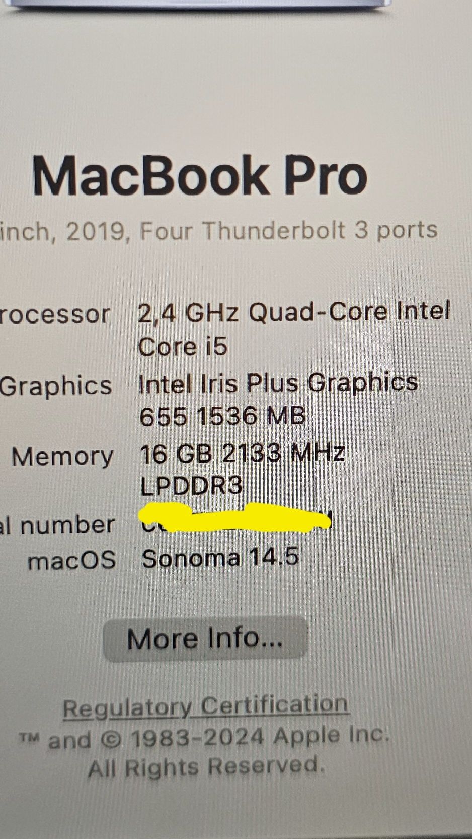 Macbook pro 13 16gb ram 512gb ssd