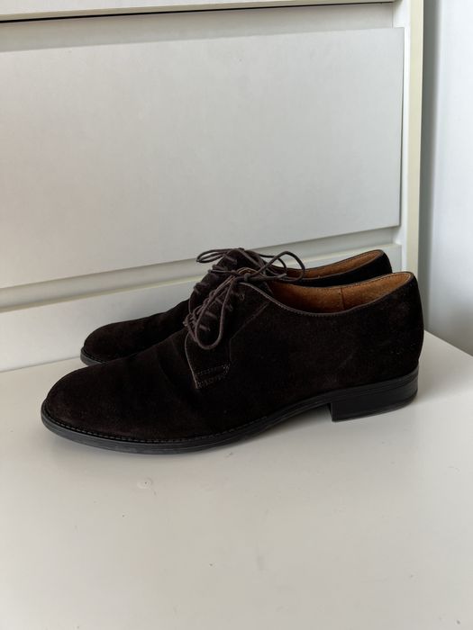 Brązowe skórzane zamszowe półbuty Gino Rossi