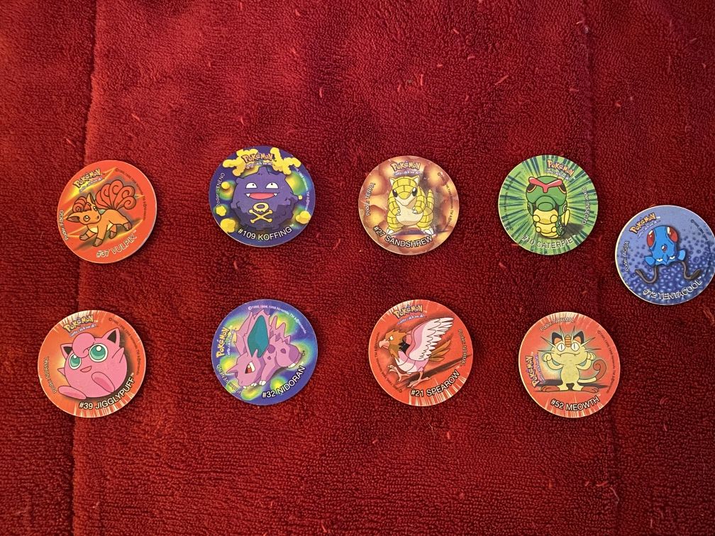 Tazos Pokemon 1, 2, 3, stiker e league