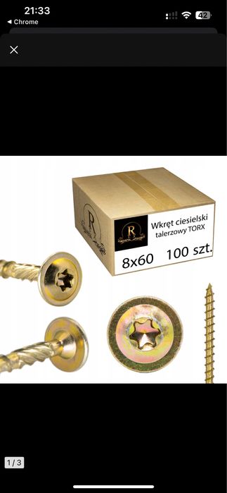 Wkrety ciesielskie 8x60 torx talerzowe 100szt