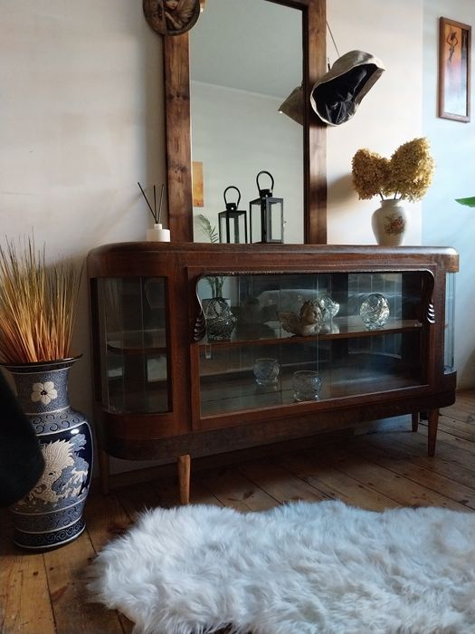Retro komoda barek witryna drewniana stara przedwojenna vintage