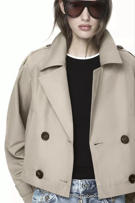 ZARA, krótki dwurzędowy trencz