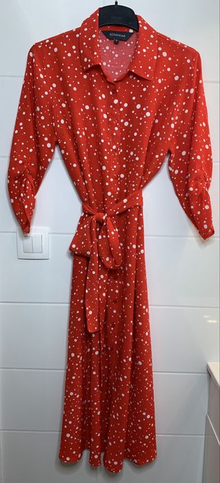 Przepiękna sukienka z wiskozy boska red M Sosandar midi