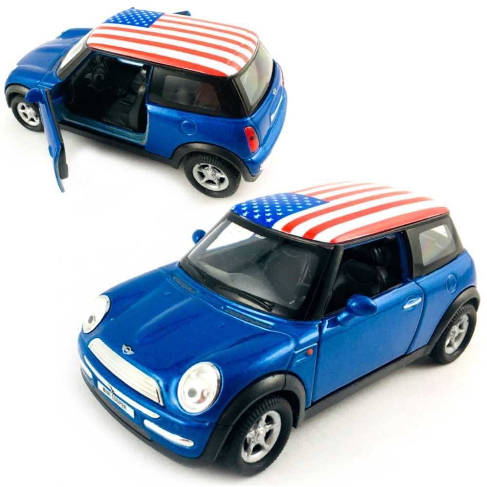 Mini Cooper USA model WELLY 1:34 Niebieski