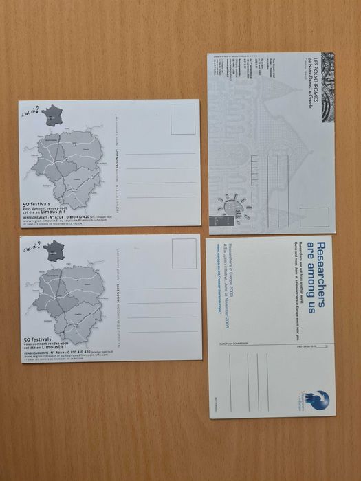 4 postais ilustrados de eventos franceses / europeus