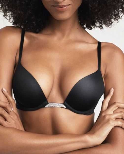 Черный бюстгальтер 36D 80Д чашка Д стразы Victoria's secret оригинал