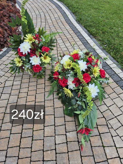 Duży stroik na grób komplet nagrobny kwiaty wszystkich świętych