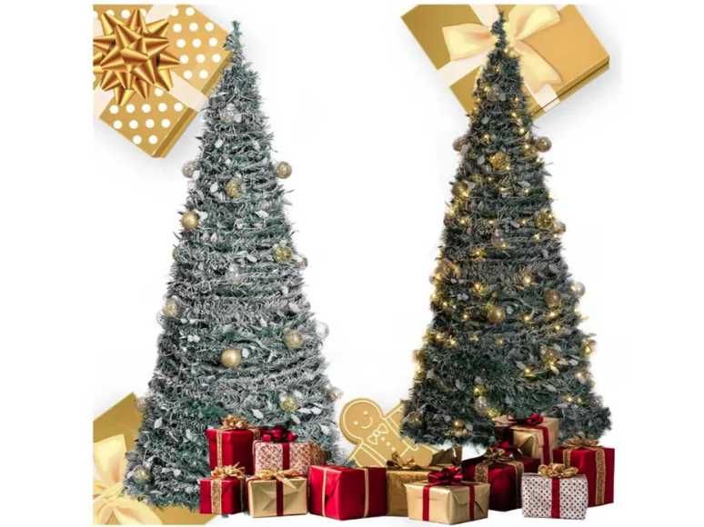 Choinka Sztuczna 150 cm Świąteczna Ozdobna Bombki + Lampki |ZESTAW|
