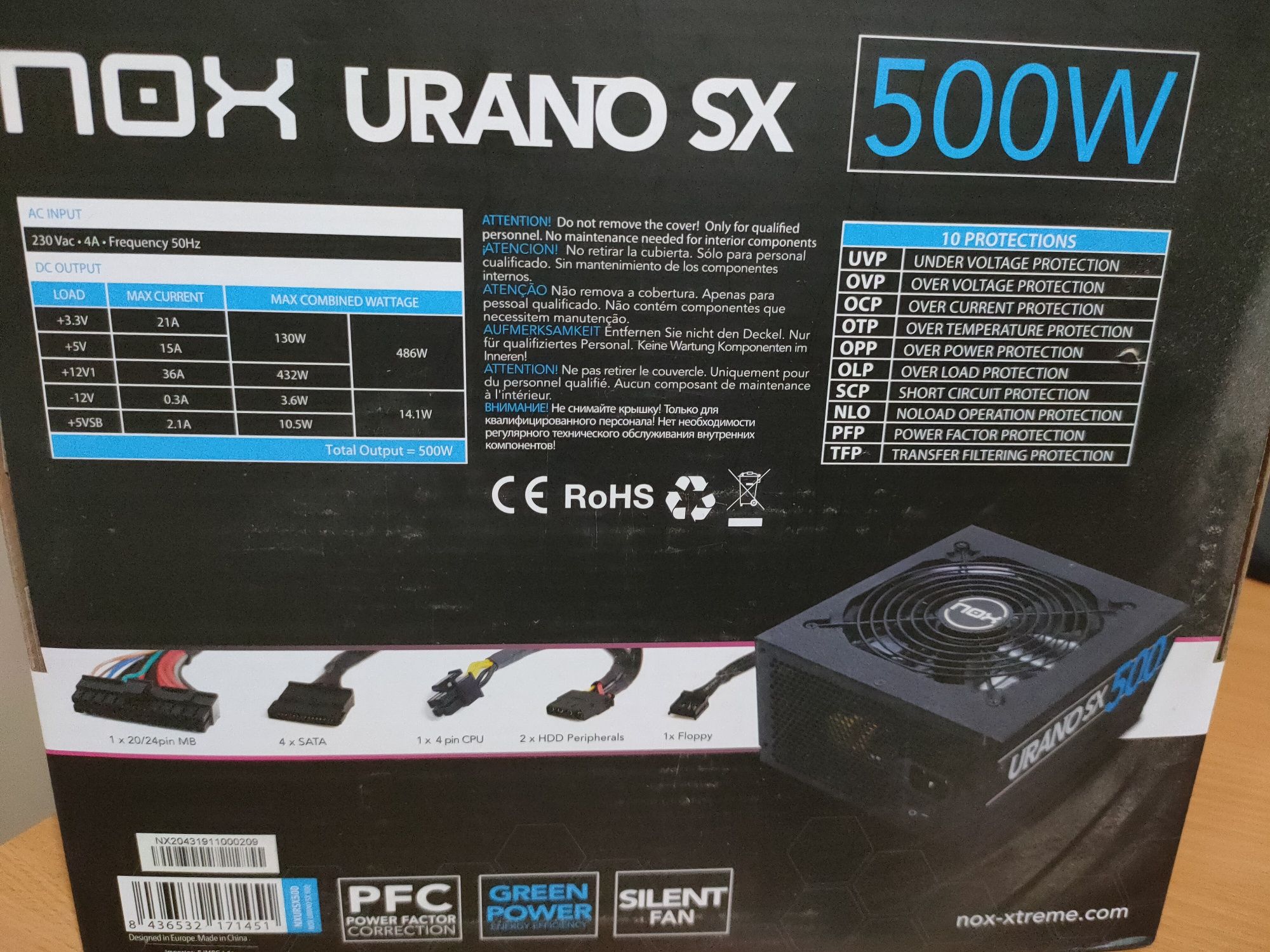 Fonte de Alimentação NOX Urano SX 500W