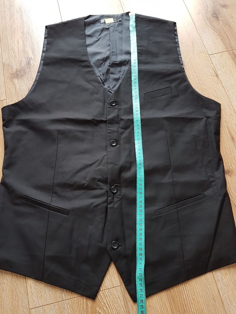 XL Kamizelka męska czarna elegancka garniturowa