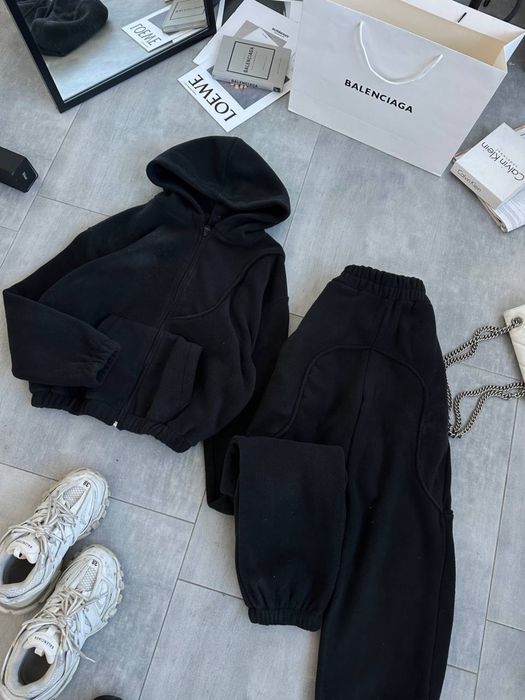 Флісовий якісний костюм жіночий худі на замку та штани