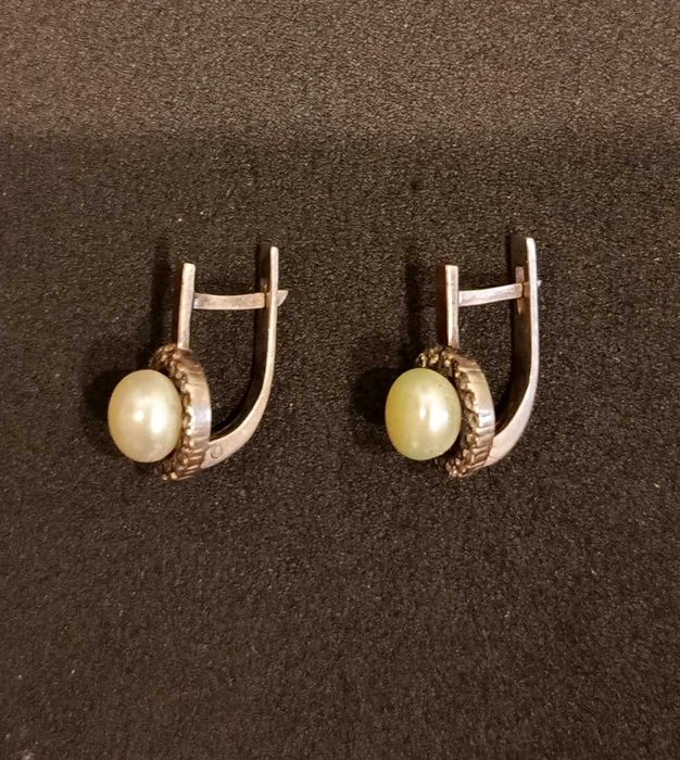 Женские серебряные с позолотой серьги (925 / 585 проба)