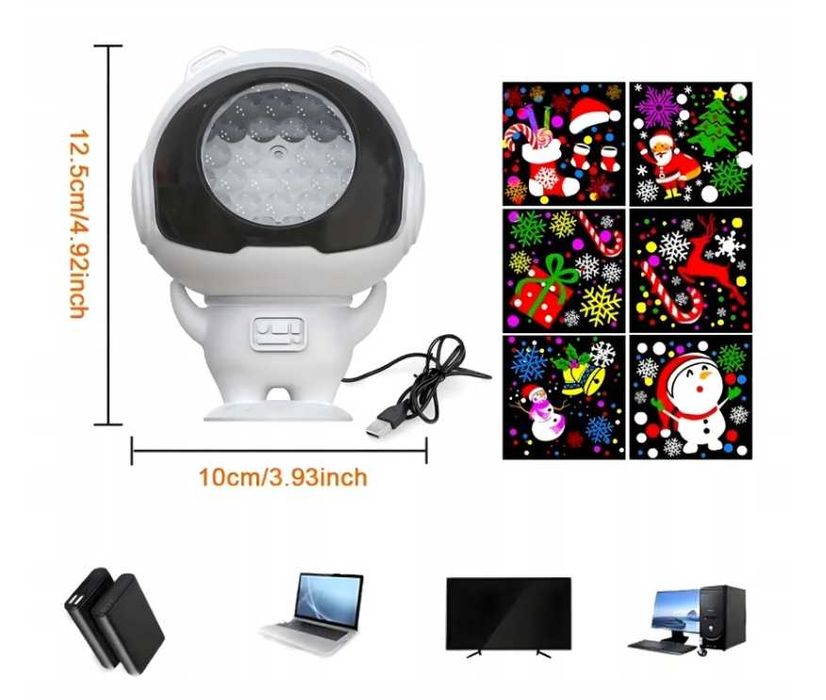 Projektor Rzutnik Led Astronauta Lampka Nocna DLla Dzieci Świąteczny