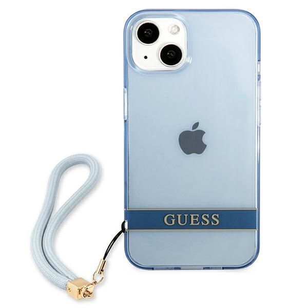 Guess Etui Translucent Strap do iPhone 13 / 14 / 15 6.1" Niebieskie