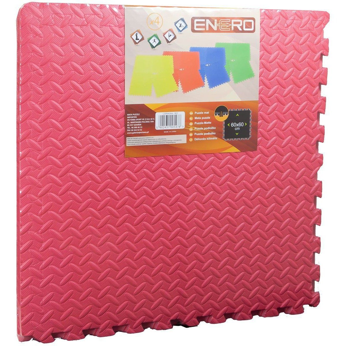 mata puzzle piankowe eva 60x60x1,2cm kpl. 4szt enero czerwony
