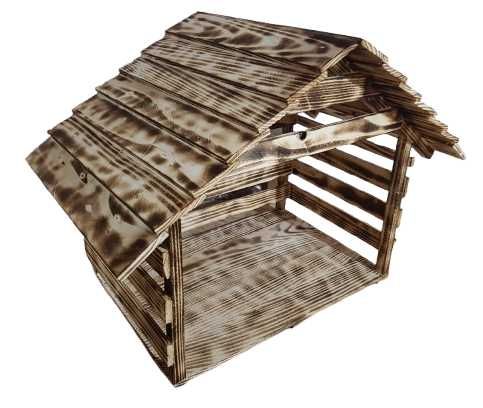 Duża szopka bożonarodzeniowa drewniana stajenka  opalana