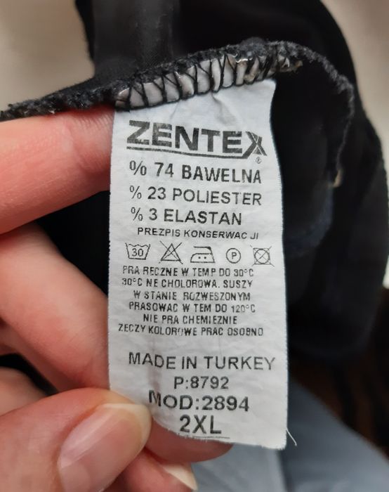 Jeansy czarne spodnie ciążowe XXL, uciagliwe 44