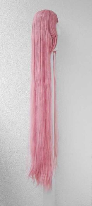 Długa 150cm peruka prosta różowa z grzywką cosplay wig różowy długi