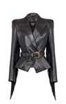 Balmain marynarka skorzana z fredzlami obledna nowosc