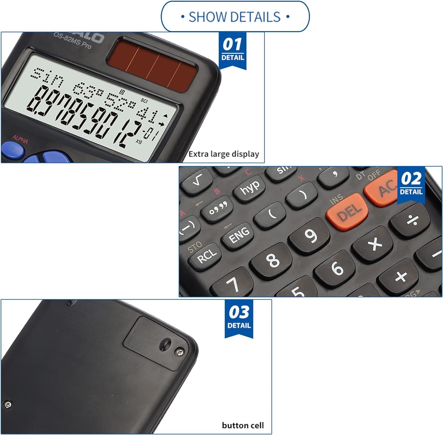 OSALO Kalkulator naukowy, 240 funkcji, 2-liniowy wyświetlacz