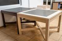 Stół kwadratowy do biura, domu, ciemny brąz i jasna sosna 100 x 100 cm