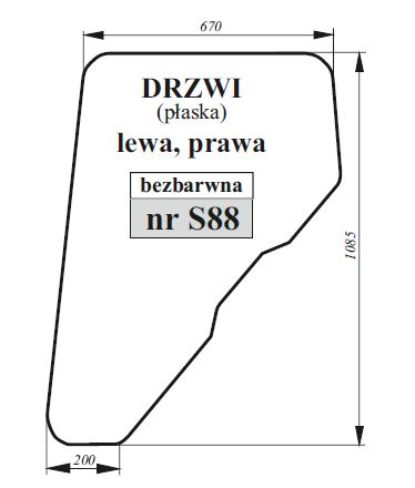 Szyba drzwi lewych/prawych Johndeere Renault Ceres