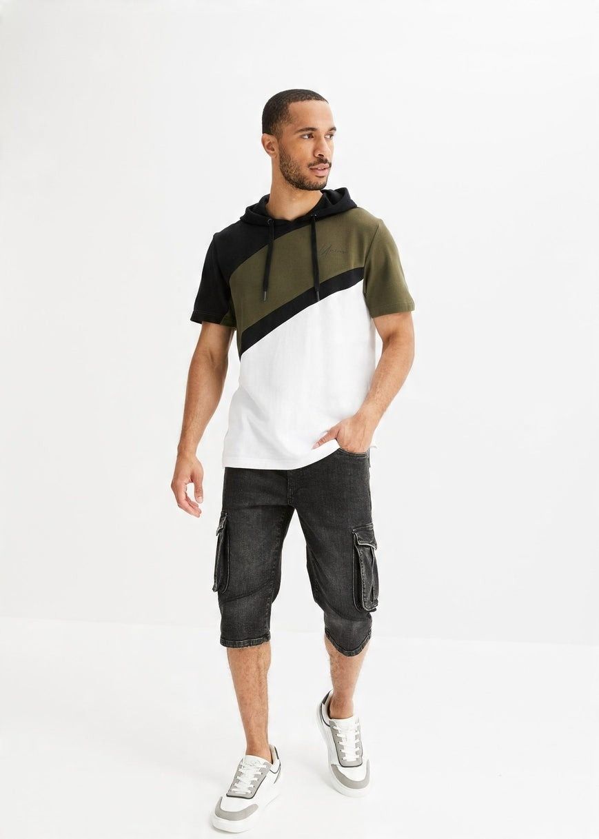 B.P.C Bluza męska z kapturem krótki rękaw bawełniana ^60/62, XXL