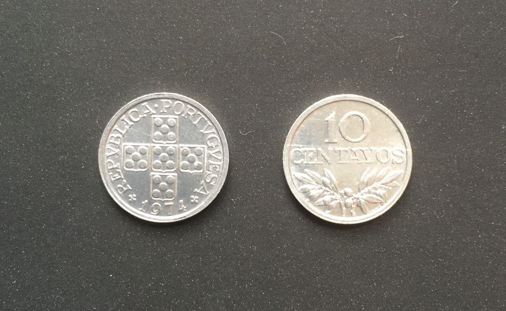 Moedas Portugal 10 centavos em alumínio anos 1971 a 1978