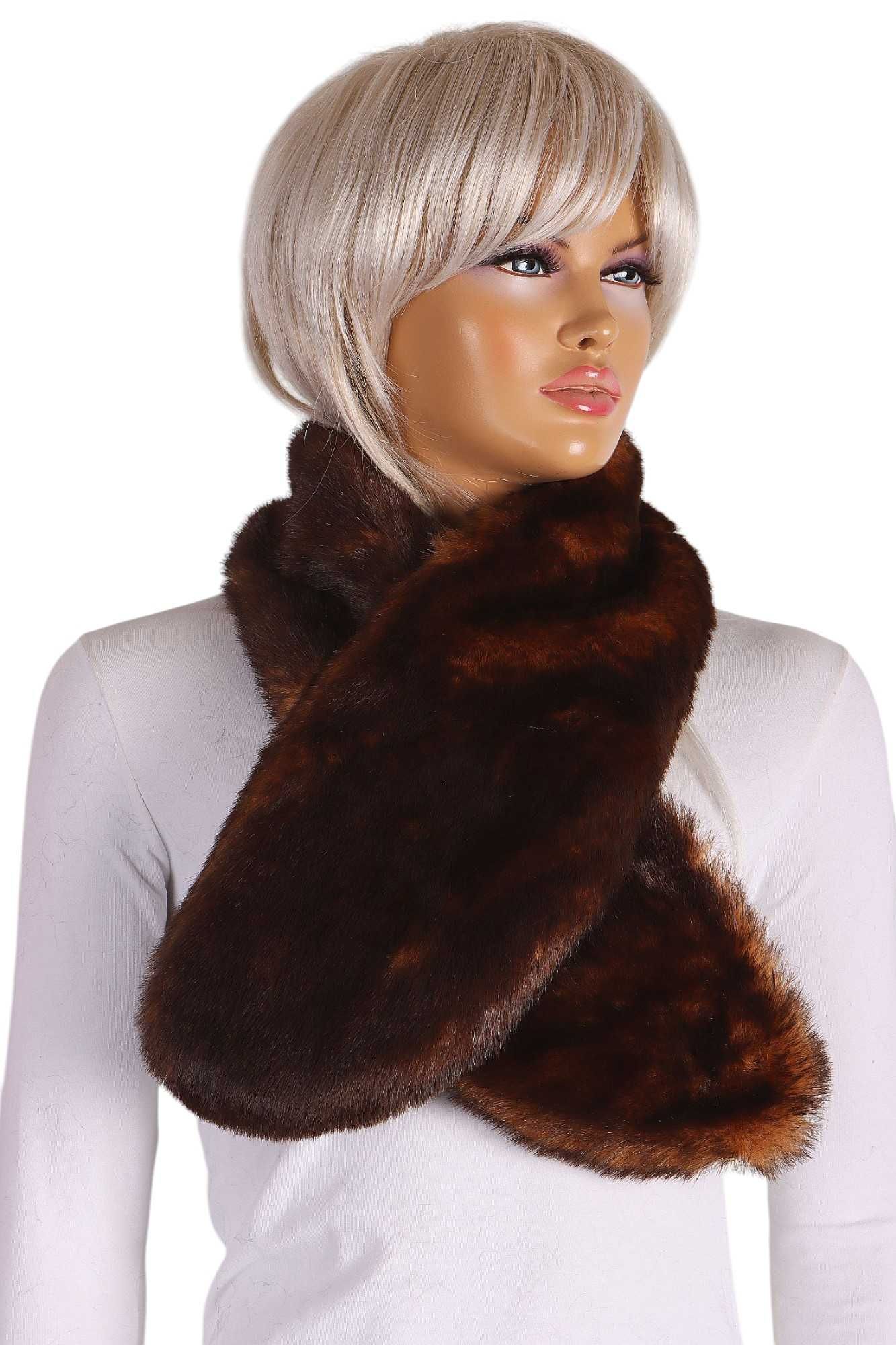 ACCESSORIZE futrzany kołnierz szal dopinka sztuczne futerko lux 114x18