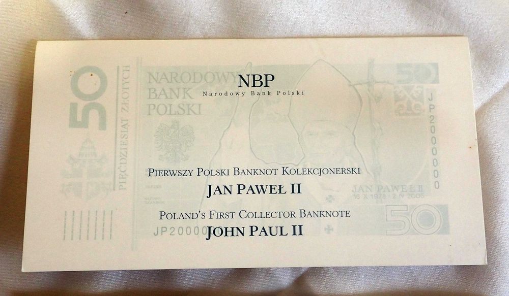 Papież Jan Paweł II - banknot 50 zł.